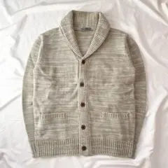 ショールカラー ニットカーディガン L 杢ベージュ ユニセックス