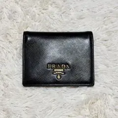PRADA プラダ 二つ折り財布 サフィアーノレザー ゴールド金具