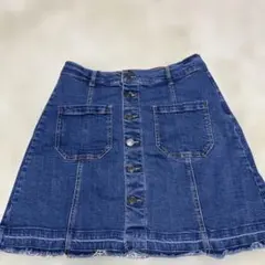 デニム Aライン ミニスカート ボタン付き