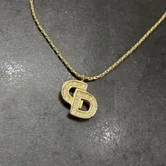 美品　クリスチャンディオール　ゴールド　ネックレス　ラインストーン　CDロゴ