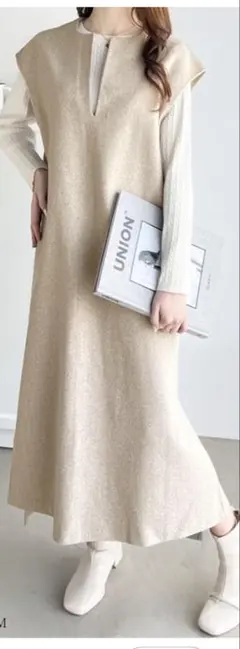 クラシカルエルフ　カフタン調サイドスリット圧縮ニットロング丈ワンピース