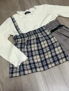 匿名配送☆120cm☆長袖☆カットソー☆チェック柄