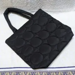 ✳新品「サークルキルトバッグ」✳黒・丸柄・軽量・手提げ型✳市川園✳
