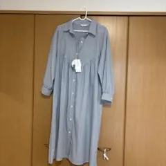 ストライプ 長袖 シャツワンピース