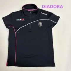 DIADORA テニスウェア　ブラック　ジッパー付き半袖シャツのサムネイル