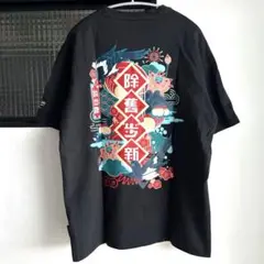 リーボック グラフィックプリントTシャツ　刺繍　バックプリント　黒　L チャイナ