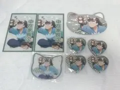 忍たま乱太郎　ナンジャタウン　中在家長次　ハート缶バッジ　ねこ型カード