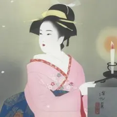 加藤龍山 日本画「河童酔余美人図」と水墨画昇龍のポスターのセット