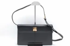Yves Saint Laurent ロゴ レザー ショルダーバッグ ブラック