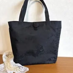 No.112 帯リメイクトートバック　ブラックフォーマル　冠婚葬祭