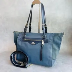 COACH Cleo Carry All 2way Bag Denim blue