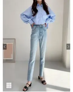 ハイウエストテーパードデニムパンツ[cu157a]