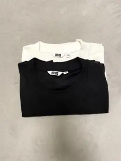 UNIQLO 2着セットエアリズムコットンクルーネックTシャツMホワイトブラック
