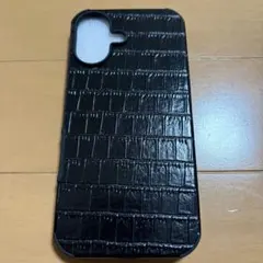 iPhone用17ケース ブラック クロコダイル調