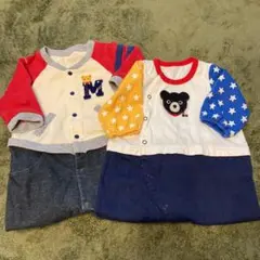ミキハウス　ダブルビー　ロンパース2枚セット