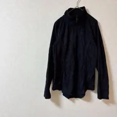 【M】ブラック ポリエステル 長袖 トップス 輸入古着 一点物 黒