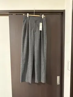 GU ワイドテーパードパンツ チェック L 08 ダークグレイ