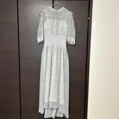 MERCURYDUO オープンショルダーウエストリブ切替花柄ワンピース