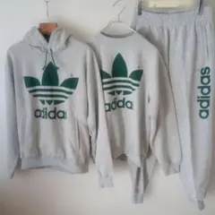 希少 80s アディダス デサント製 スウェット 3点セット 裏起毛 L