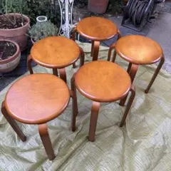 昭和レトロ・丸椅子・カウンターチェアー・木製・インテリア雑貨・ガーデニング・ 昭和レトロ・丸椅子・カウンターチェアー・木製・インテリア雑貨