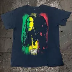 【ZION製】ボブマーリー Tシャツ L 黒 ラスタカラー バンT レゲエ 古着のサムネイル