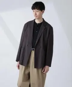 【美品】BELGIUM LINEN FABRICSリネンコットンダブルジャケットのサムネイル
