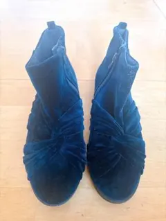 ★未使用★ ZARAベロア調 ショートブーツ ネイビー 24.5cm