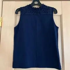 値下げ❗️EAST BOY ネイビー レースノースリーブ