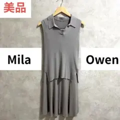 MilaOwen ミラオーウェン 衿付ノースリニットパネルスカート/SET UP