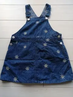 petit main 刺繍入りデニムジャンバースカート