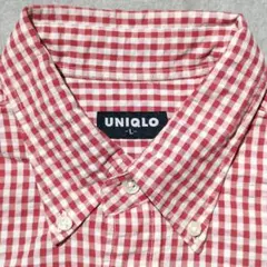 【レア/美品】オールドユニクロ 紺タグ ギンガムチェックシャツ メンズL 赤×白