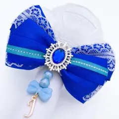 白レース＊POP MALL 青キンブレリボン☆ハンドメイド