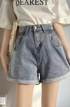 GRL ロールアップハイウエストデニムショートパンツ Mサイズ at2079のサムネイル