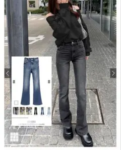 新品 ハイウエストフレアデニムパンツ[cu498] Sサイズ