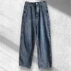 グローバルワーク　ワイドデニムパンツ ゆったり　ウエストゴム　コットン M