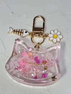 シェイカーキーホルダー 猫 桜 ピンク