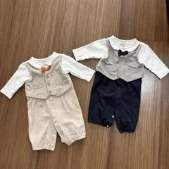蝶ネクタイ付きロンパース2点セット　プティマイン