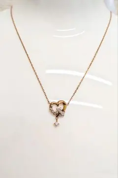 4℃ ハートモチーフ ネックレス ピンク系SILVER　ストーン付き