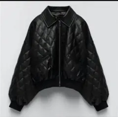 ZARA ブラック キルティングレザージャケット