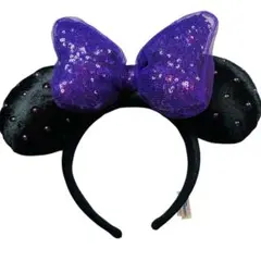 139♢ディズニー　カチューシャ　ミニー　ハロウィン　紫色　パープル
