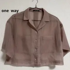 【one way】 シアーシャツ 半袖 ピンクベージュのサムネイル