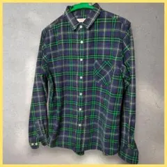 メルカリ便 即購入ＯＫ ネルシャツ BROWNY チェック ネイビー M 古着