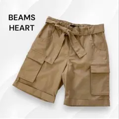 【ビームスハート】ショートパンツ ベージュ リボン付きカーゴパンツ半ズボンのサムネイル