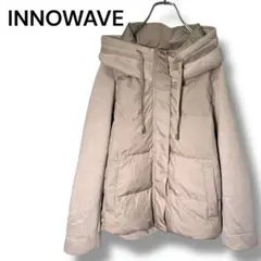 インナウェーブ　ダウン　ショートコート　M　ベージュ　異素材　デザインフード