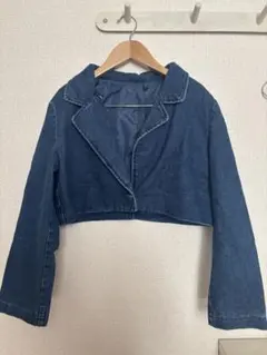 ダークブルー クロップドデニムジャケット