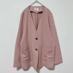 M658 grove グローブ　ノーカラージャケット　Vネック　ピンク　Ｌのサムネイル