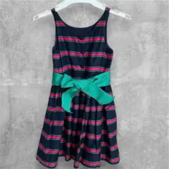 ストライプ ノースリーブワンピース 女の子　ドレス　リボン　100cm~