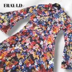 2way★FRAY I.D フラワープリントロングワンピースM フレイアイディー