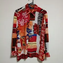 SAMIEMAC 長袖シャツ 総柄 アート柄 Mサイズ