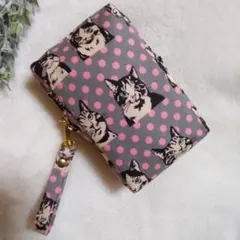 タバコケース 猫柄ドット ピンク系 ハンドメイド コスメポーチ